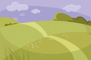 Obraz premium Sunny flowery meadow. Vector illustration