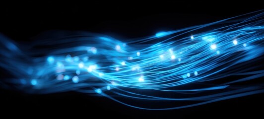 The Fiber Optic Light Streams Conveying Digital Data And High Speed Network Connectivity