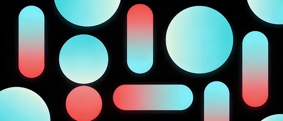 ミニマルな光彩が漂う円形とカプセルの抽象アート