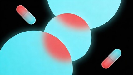 ミニマルな光彩が漂う円形とカプセルの抽象アート