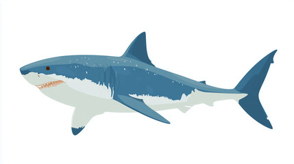 Naklejka premium Illustration of great white shark swimming sideways isolated on white background