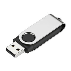 Modern silver and black usb flash drive with swivel design