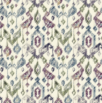 Seamless Colorful tie dye shibori print. Seamless hand drawn batik pattern.Rug textured background. Modern batik wallpaper tile. Watercolor pattern for fabric, clothes, wallpaper. Ethnic design.