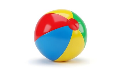 Fototapeta premium A vibrant, classic beach ball with bold, primary colors is isolated, creating a cheerful atmosphere.