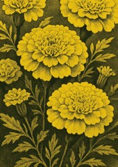 Fototapeta premium Vibrant marigold floral illustration
