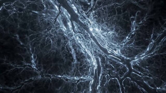 Dynamic Vein Network Expansion Organic animation of luminous lines and capillaries continuously branching and extending across the frame in a fluid motion.