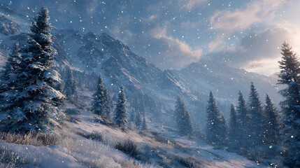 Icy blue holiday background with snowflakes