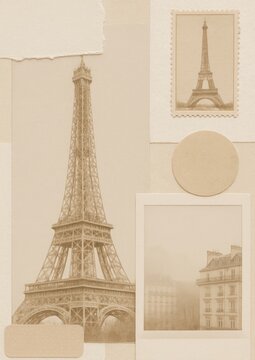 Vintage Parisian Eiffel Tower collage