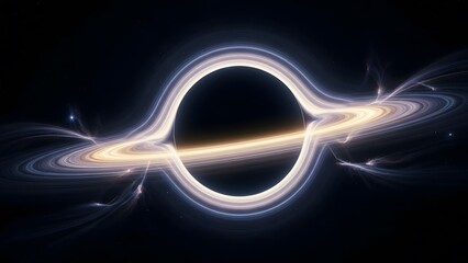 Mysterious Stellar Black Hole: A visualization of a black hole, showcasing its immense gravity that warps space-time, with its accretion disk ablaze with radiant energy.