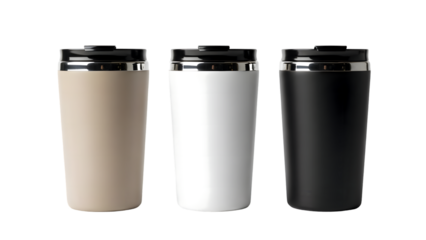 Three cylindrical objects isolated on transparent background