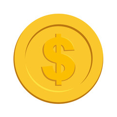 Obraz premium Gold coin with dollar sign vector illustration isolated on white background. Business and finance concept design element.