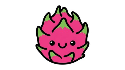 Cartoon Dragon Fruit Character Illustration.