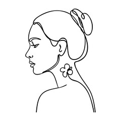 D&iacute;a de San Patricio. Dibujo sencillo con l&iacute;neas de cara de mujer de perfil con tr&eacute;bol de 3 hojas