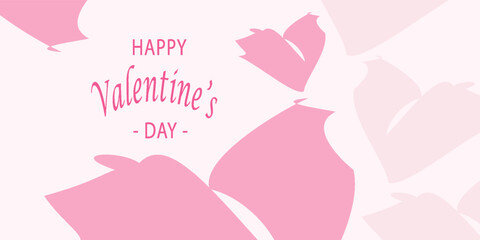 Happy valentines day with hearts and clouds paper craft on pink background. love for happy  valentine's day greeting card. poster, flayer