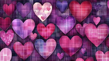 Patchwork plaid hearts.