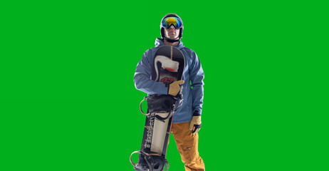 Snowboarding rider isolated on green screen. © Artur Didyk