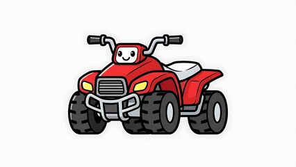 Fototapeta premium Red Quad Bike Cartoon Illustration Vehicle.