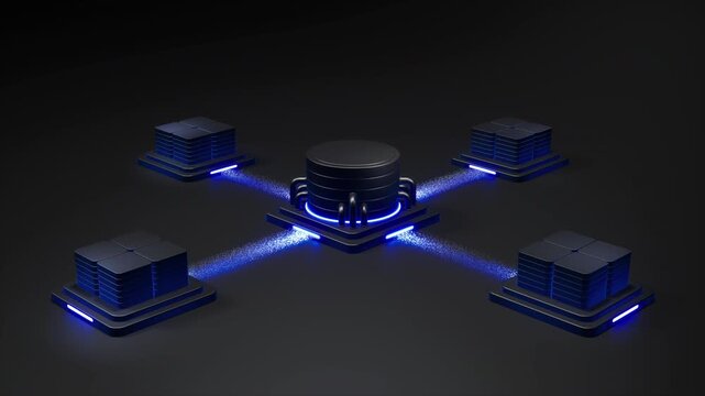 High-Tech Blue Database Server Infrastructure Loop