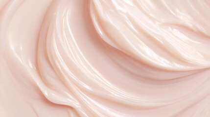 Close up of pink cosmetic cream texture as background. Smooth wave and swirl pattern of skin care product. Beauty and health concept.