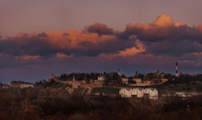 Sunset Panorama of Belgrade Fortress and Kalemegdan