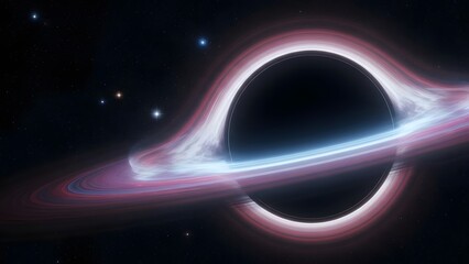 Celestial Enigma: Witness the cosmic dance of a black hole, a swirling vortex of energy and matter against the backdrop of a starlit cosmos.