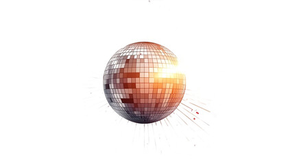 A shiny disco ball spinning on transparent background with vibrant light reflections
