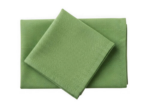 Green textured fabrics stacked, isolated on transparent background
