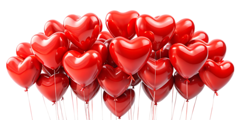 Bunch of red heart shaped balloons on black background 1