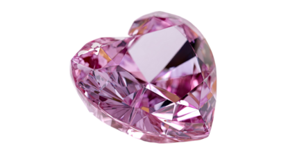 A shiny luxury heart shaped diamond engagement ring with a bright pink amethyst gemstone and purple violet crystal quartz mineral stones isolated as a precious jewelry gift