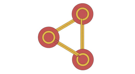 Red and yellow molecular structure model molecule 3D model isolated on a transparent background