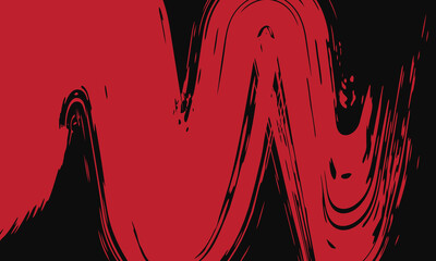 Red Brush Stroke on Black Background, Artistic Abstract Design