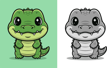 Fototapeta premium Cute cartoon crocodile character design.