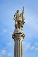 Obraz premium Close-up of the Christopher Columbus marble statue at Plaza Colón, San Juan, Puerto Rico