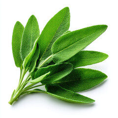 Fresh green sage leaves bundle vibrant herbal aroma