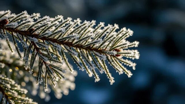 Frosted Winter Landscape Sweeping and detailed shots of a natural environment covered entirely in a shimmering blanket of ice crystals and frost.