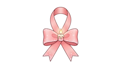Pink ribbon with candle flame symbolizes awareness and hope always