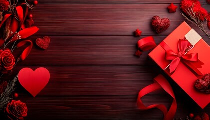 Gift box, red ribbon, valentine's.