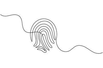 Obraz premium Biometric fingerprint scan minimalist one line art drawing