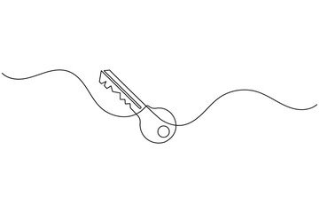 Obraz premium Minimalist continuous one line drawing of a key symbolizing success