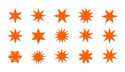 Starburst Shapes Vector Set Abstract Orange Burst Icons Collection