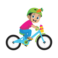 Naklejka premium boy riding a bike