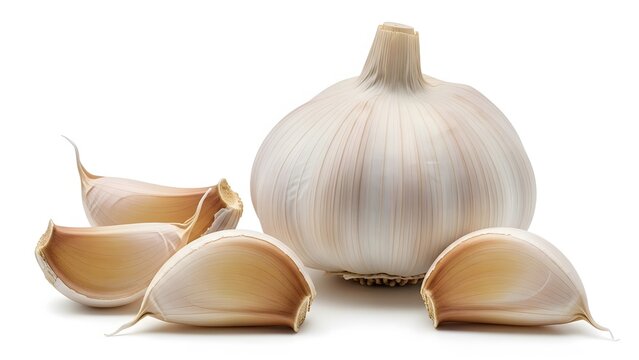 garlic on white background