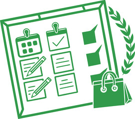 Flat content planning board icon solid green vector illustration