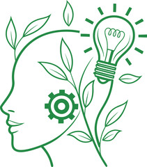 Flat creative content idea icon minimal green vector illustration