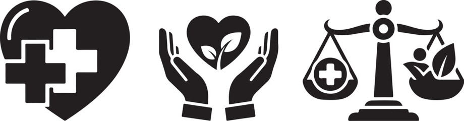 Obraz premium Healthcare symbols for medical and wellness services concept