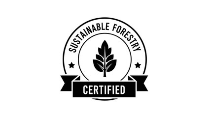 Fototapeta premium Sustainable forestry certified logo, vector illustration for responsible forest management.