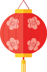 Obraz premium Red Chinese New Year Lantern with Plum Blossom Design, Festive Holiday Decoration Isolated on White Background