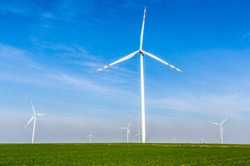 Nice view of the windmill fields in Wielowiec in Poland.