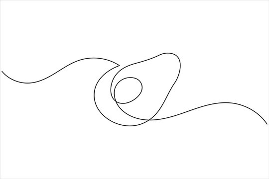 Minimalist one line drawing of avocado continuous vector art illustration