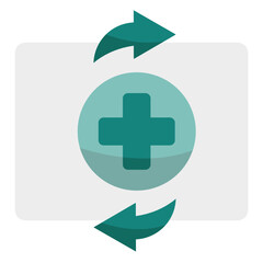 Fototapeta premium Medicine update icon. Cross cycle symbol. Health rotation Vector. Pharmacy refresh emblem.